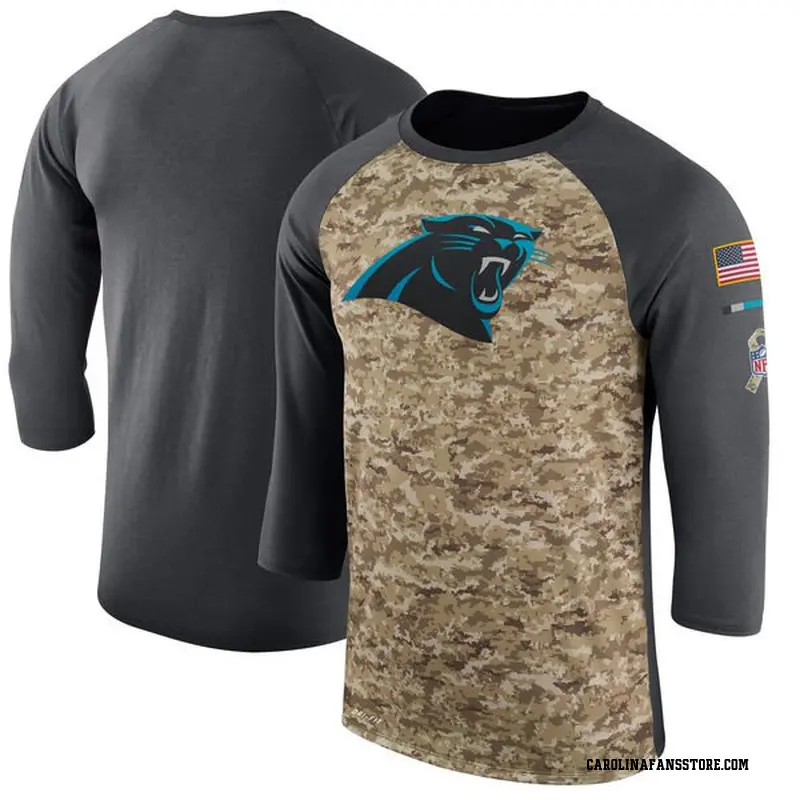 Men's Camo/Anthracite Legend Carolina Panthers Salute to Service 2017 Sideline Performance Three-Quarter Sleeve T-Shirt