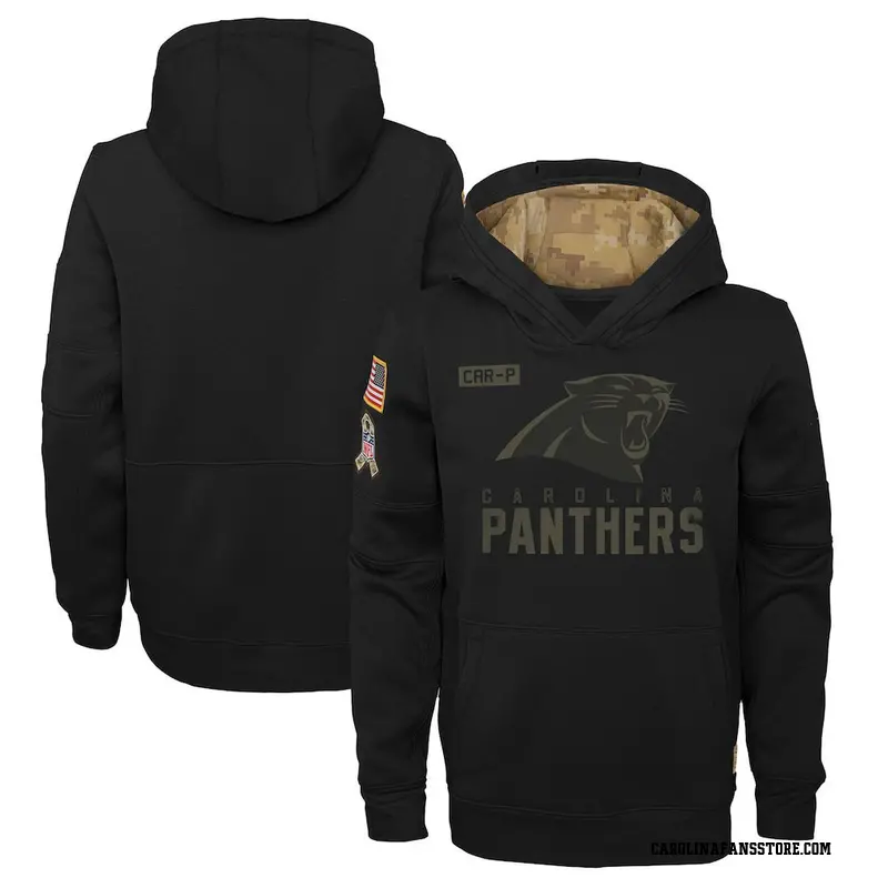 Youth Black Carolina Panthers 2020 Salute to Service Pullover Performance Hoodie